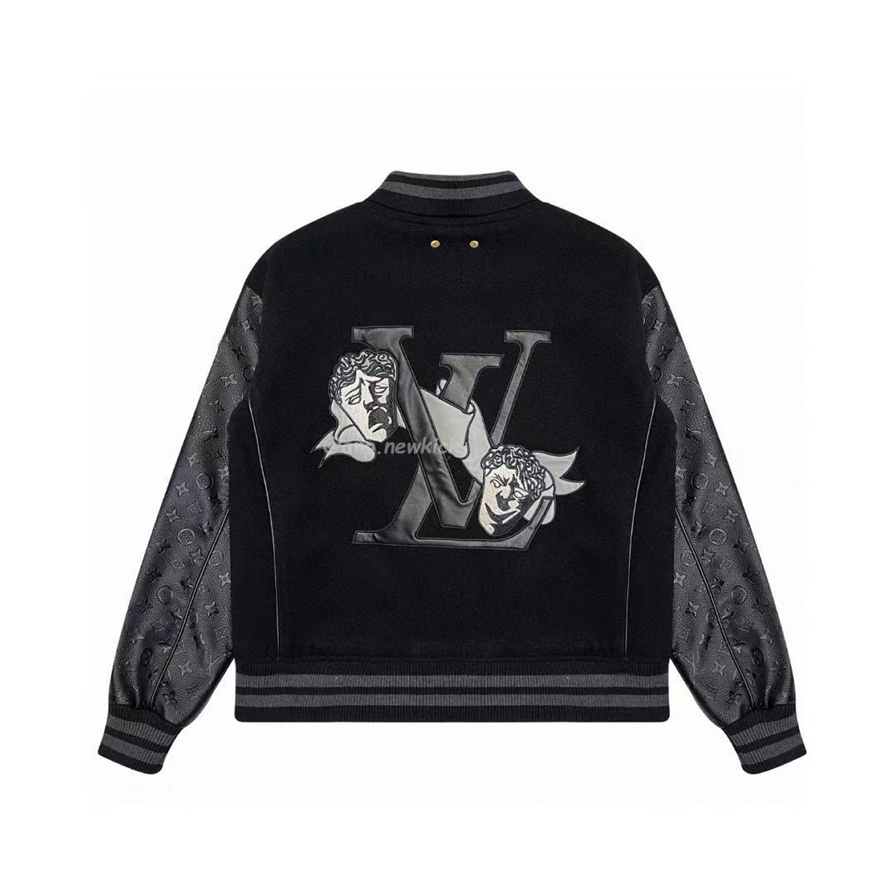 Louis Vuitton Dark Clown Reversible Men Panel Leather Baseball Jersey (2) - newkick.cc